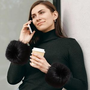 Black Faux Fur Cuffs Elegant Versitile Classy Sophistication Chic Fall Winter